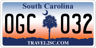 SC license plate OGC032