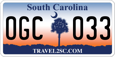 SC license plate OGC033
