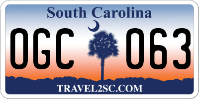 SC license plate OGC063
