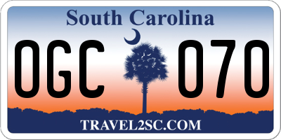 SC license plate OGC070