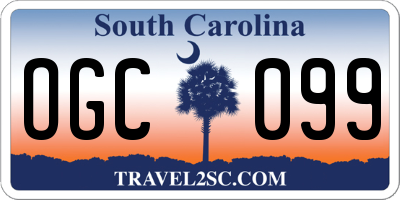 SC license plate OGC099