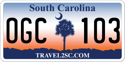 SC license plate OGC103