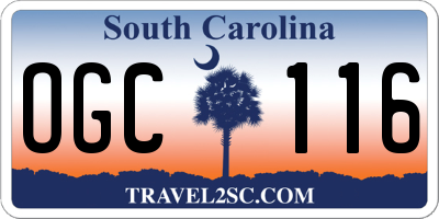 SC license plate OGC116