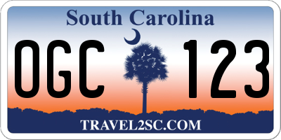 SC license plate OGC123