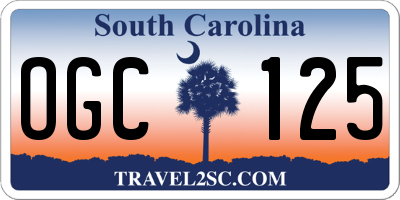 SC license plate OGC125
