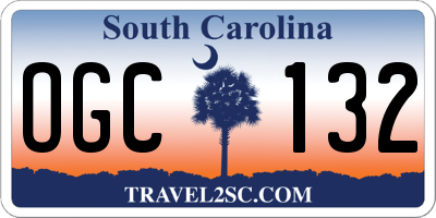 SC license plate OGC132