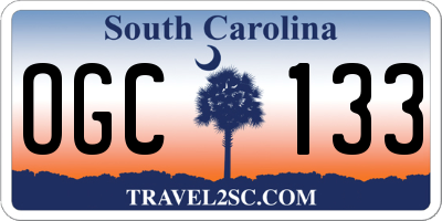 SC license plate OGC133