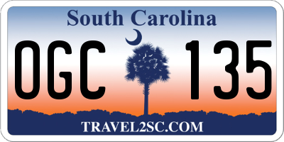 SC license plate OGC135