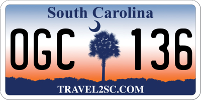 SC license plate OGC136