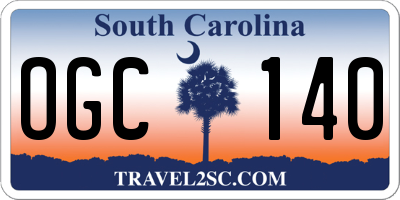 SC license plate OGC140