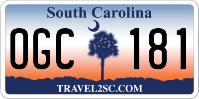 SC license plate OGC181