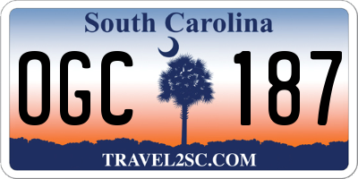 SC license plate OGC187