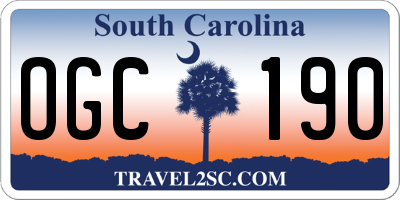 SC license plate OGC190
