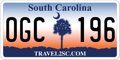 SC license plate OGC196