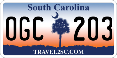 SC license plate OGC203
