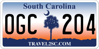 SC license plate OGC204