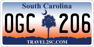 SC license plate OGC206