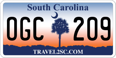 SC license plate OGC209