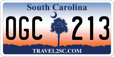 SC license plate OGC213