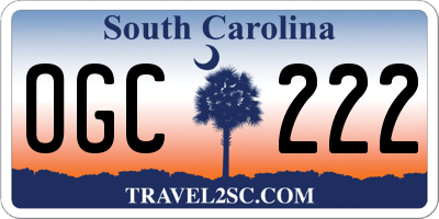 SC license plate OGC222