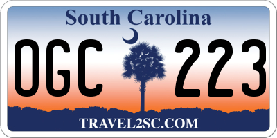 SC license plate OGC223