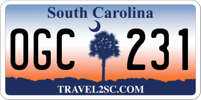 SC license plate OGC231