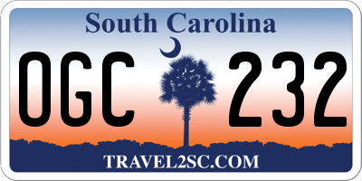 SC license plate OGC232