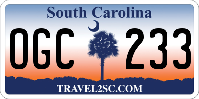SC license plate OGC233