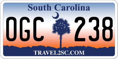 SC license plate OGC238