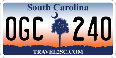 SC license plate OGC240