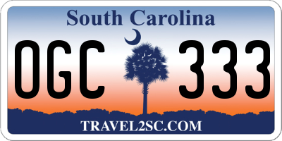 SC license plate OGC333