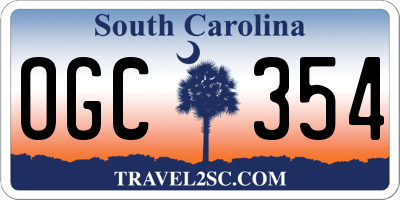 SC license plate OGC354