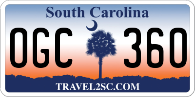 SC license plate OGC360