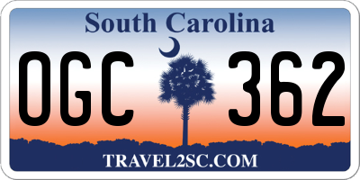 SC license plate OGC362