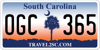 SC license plate OGC365