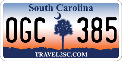 SC license plate OGC385