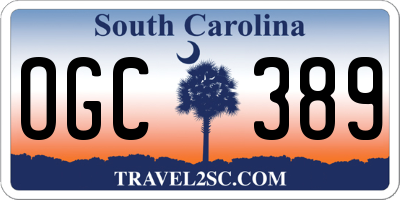 SC license plate OGC389