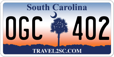 SC license plate OGC402