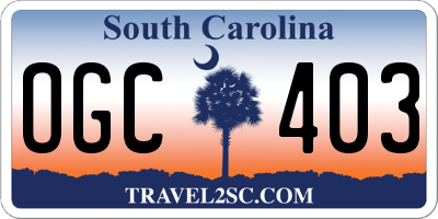 SC license plate OGC403