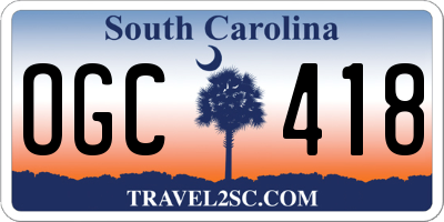 SC license plate OGC418