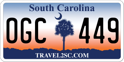 SC license plate OGC449