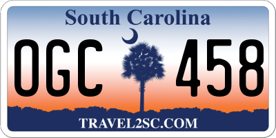 SC license plate OGC458