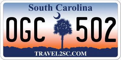 SC license plate OGC502
