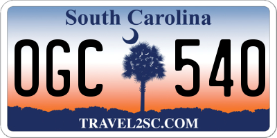SC license plate OGC540