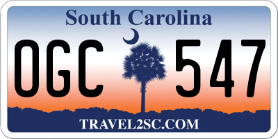 SC license plate OGC547