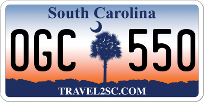 SC license plate OGC550