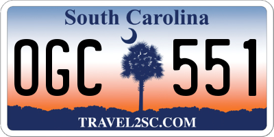 SC license plate OGC551