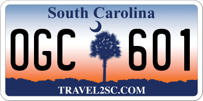 SC license plate OGC601