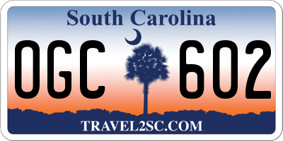 SC license plate OGC602
