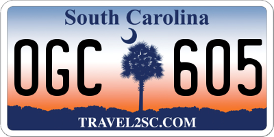 SC license plate OGC605